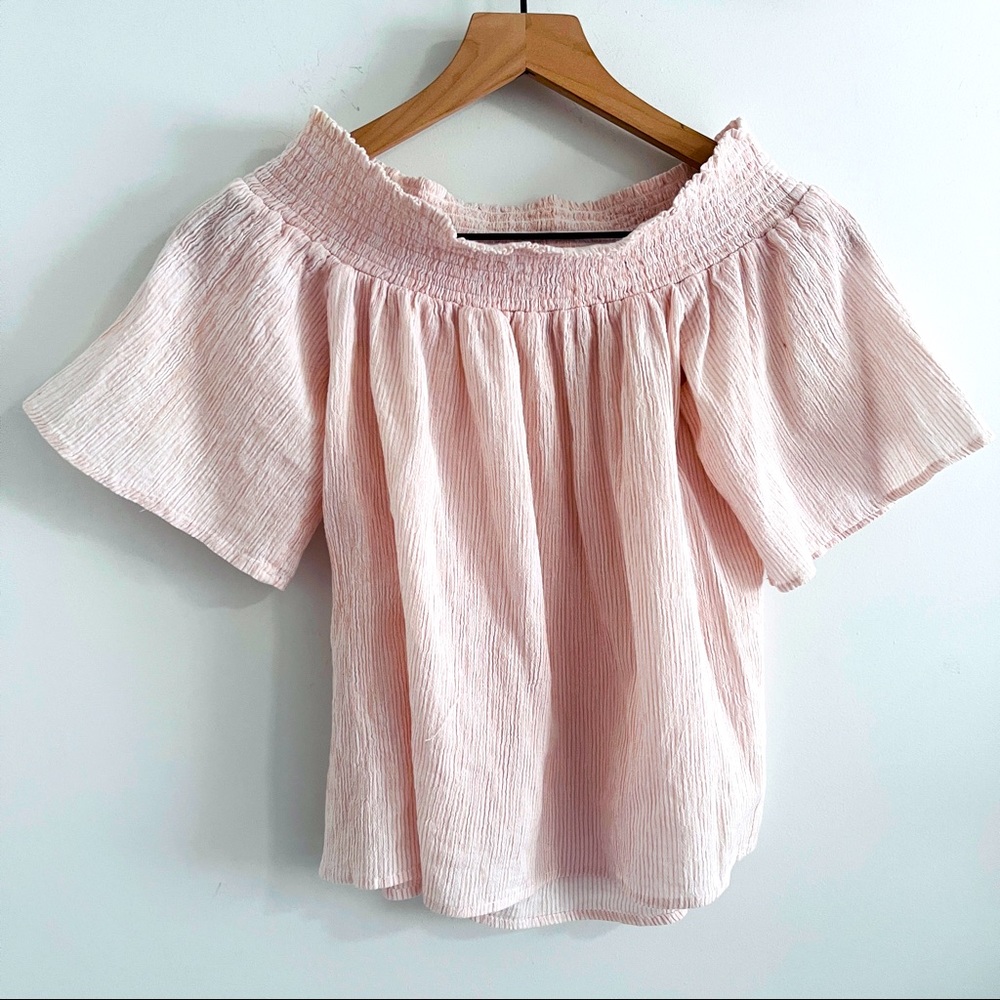 Cavalini Off The Shoulder Pink and White Striped Top